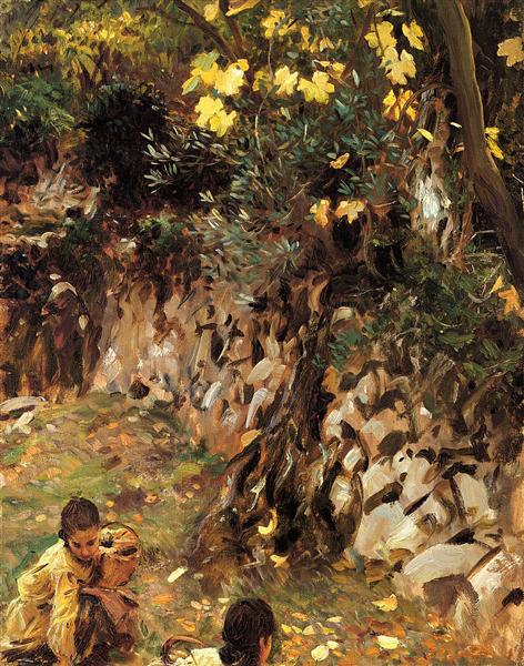 Girls Gathering Blossoms, Valdemosa, Majorca, 1910 - 薩金特
