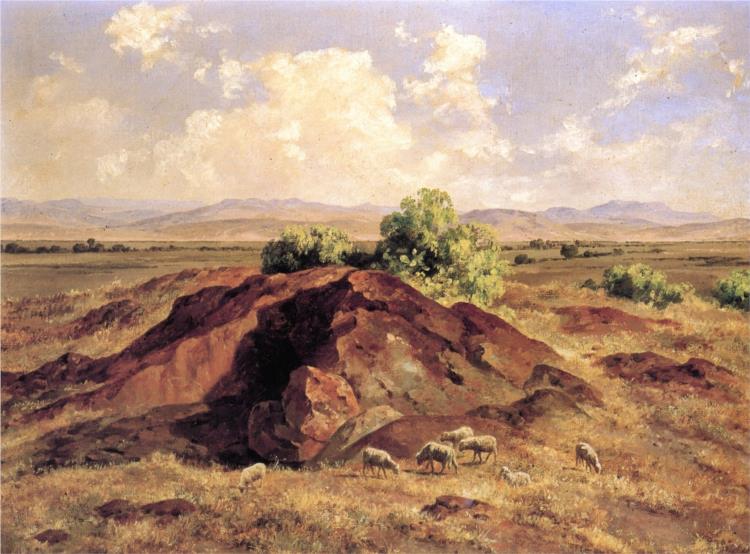 Rocas con borreguitos - José María Velasco Gómez