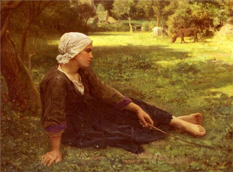 Girl Guarding the Cows, 1872 - Жюль Бретон