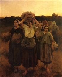 The Recall of the Gleaners (study) - Jules Breton