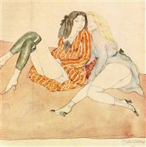 Two Girls on the Ground - Jules Pascin