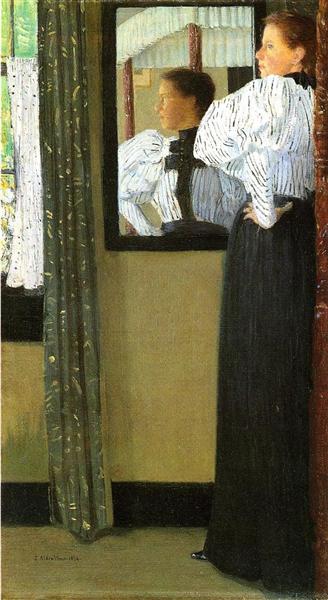 Face Reflected in a Mirror, 1896 - Джулиан Олден Вейр
