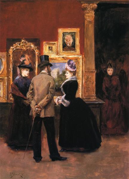 Ladies with a Gentleman in a Top Hat, 1888 - Julius Stewart