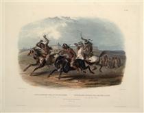 Horse Racing of Sioux Indians near Fort Pierre, plate 30 from Volume 1 of 'Travels in the Interior of North America' - Карл Бодмер
