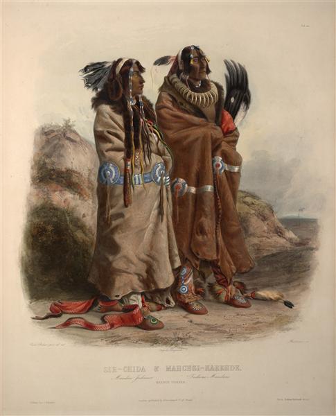 Mandan indians, 1843 - Карл Бодмер