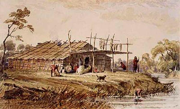 Summerhouse of Wahpeton, 1832 - Карл Бодмер