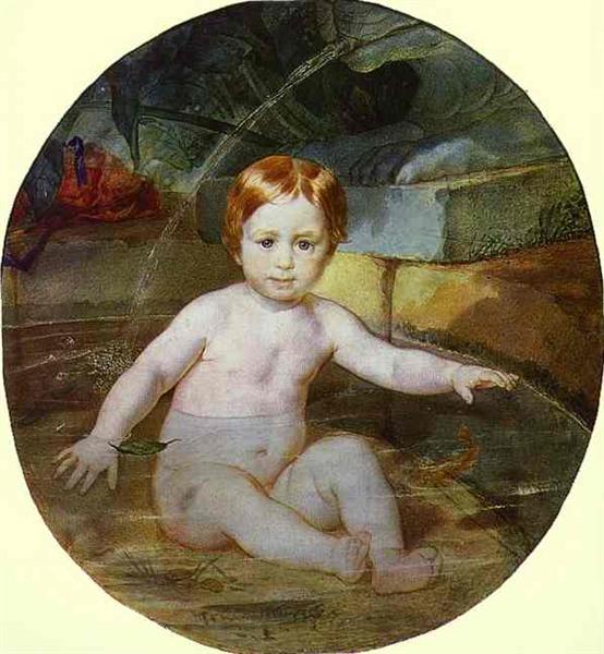 Child in a Swimming Pool (Portrait of Prince A. G. Gagarin in Childhood), 1829 - Karl Bryullov