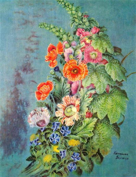 Bouquet of flowers, 1954 - Kateryna Bilokur