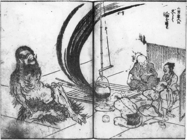 The giant mountain man, c.1812 - Hokusai