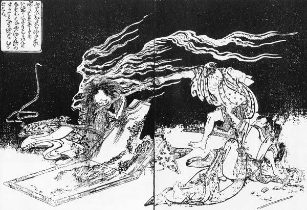 Vengeful ghost that manifests in physical (rather than spectral) form - Hokusai