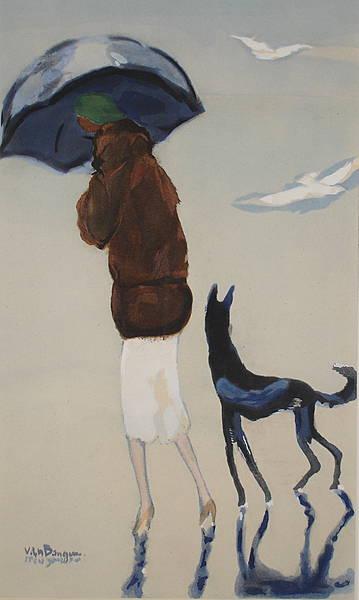 Donna con cane che cammina sulla spiaggia, 1937 - Kees van Dongen