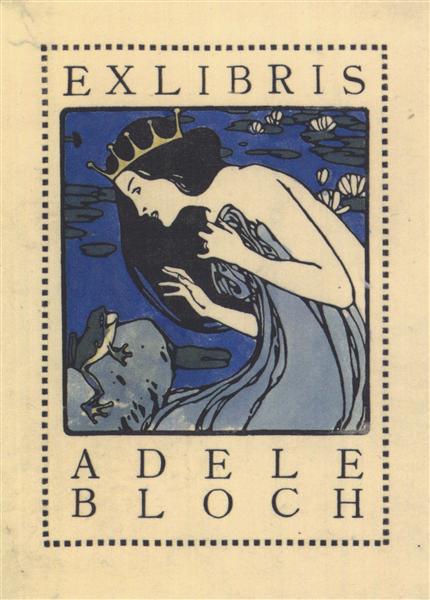 Exlibris Adele Bloch - Bookplate with princess and frog, c.1905 - Коломан Мозер