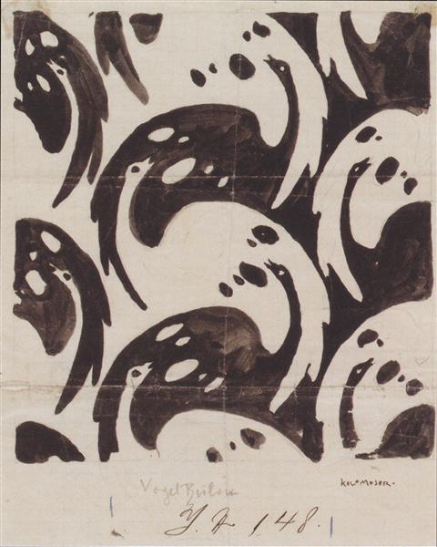 Fabric design with birds for Backhausen, 1899 - Koloman Moser