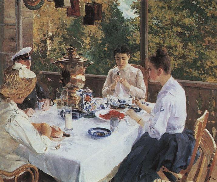 At the Tea-Table, 1888 - Konstantin Korovin