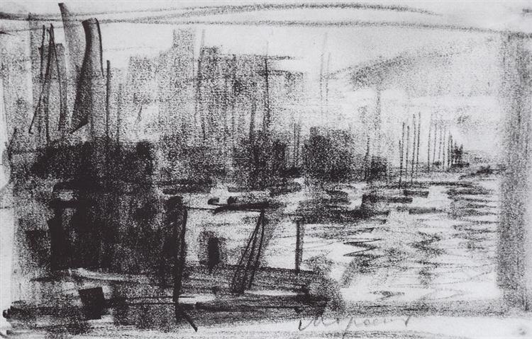 Harbour at Marseilles, c.1890 - Костянтин Коровін