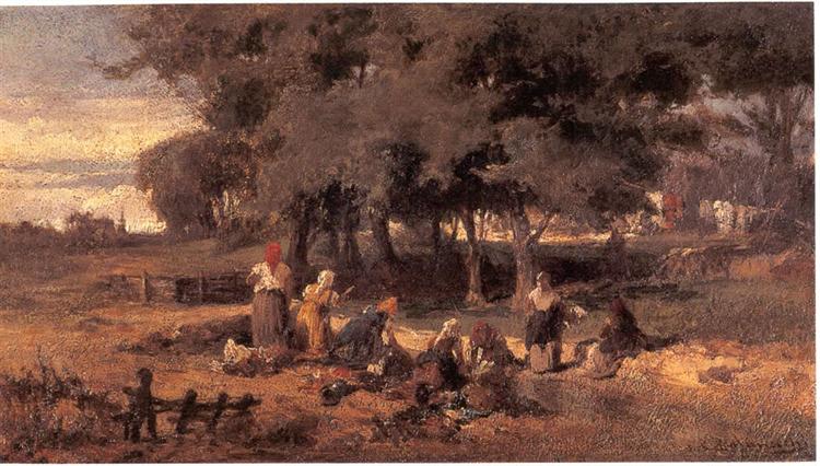 Washing women at the river - Konstantinos Volanakis