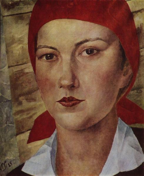 Девушка в красном платке (Работница), 1925 - Кузьма Петров-Водкин