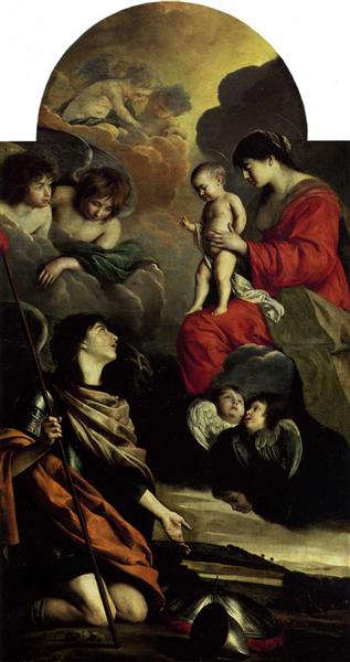Saint Michael dedicating his weapons to the Virgin - Le Nain (Irmãos Le Nain)