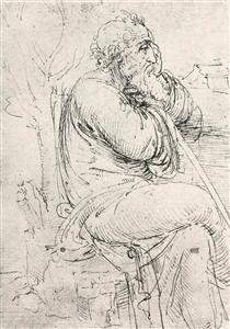 Seated old man - Леонардо да Вінчі