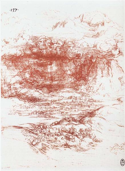 Storm over a landscape, c.1500 - Léonard de Vinci