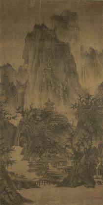 A Solitary Temple Amid Clearing Peaks - Li Cheng