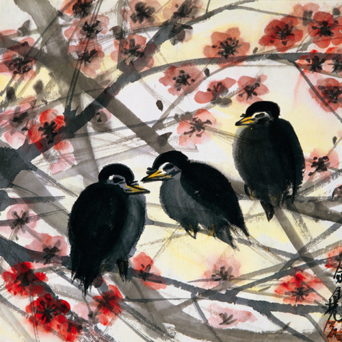 Plum Tree and Birds - Lin Fengmian