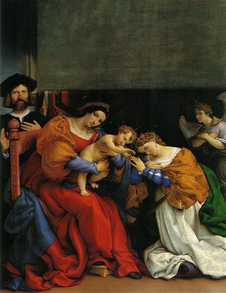 The Mystic Marriage of St. Catherine with the patron Niccolo Bonghi, 1523 - Лоренцо Лотто