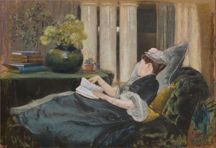 Louise Tiffany, Reading, 1888 - Louis Comfort Tiffany