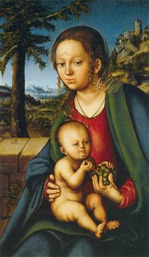 La Virgen y el Niño con un racimo de uvas - Lucas Cranach el Viejo