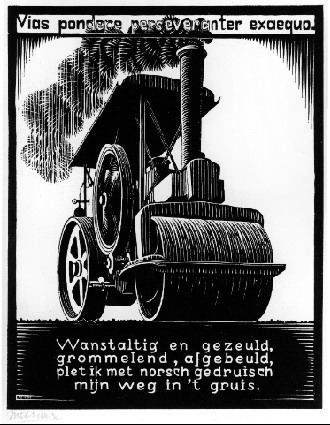 Emblemata - Steamroller, 1931 - Мауріц Корнеліс Ешер