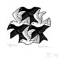 Plane Filling Motif with Birds - M.C. Escher