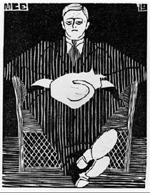 Seated Man with Cat on His Lap - M.C. Escher