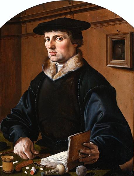 Porträt von  Pieter Gerritsz Bicker, pendant von seiner Frau Anna Codde, 1529 - Maarten van Heemskerck