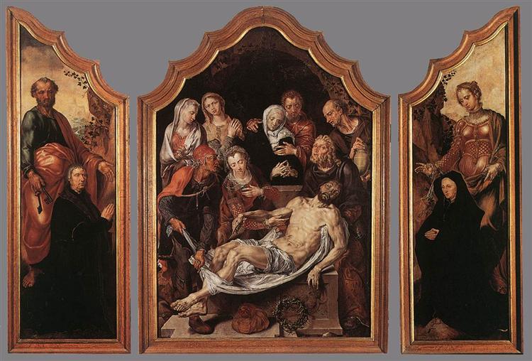 Triptych of the Entombment, c.1560 - Мартен ван Гемскерк