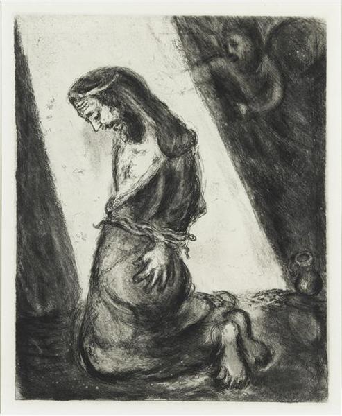 Jeremiah thrown into a prison by the people of King Zedekiah (Jeremiah, XXXVIII, 4 6), c.1956 - Marc Chagall