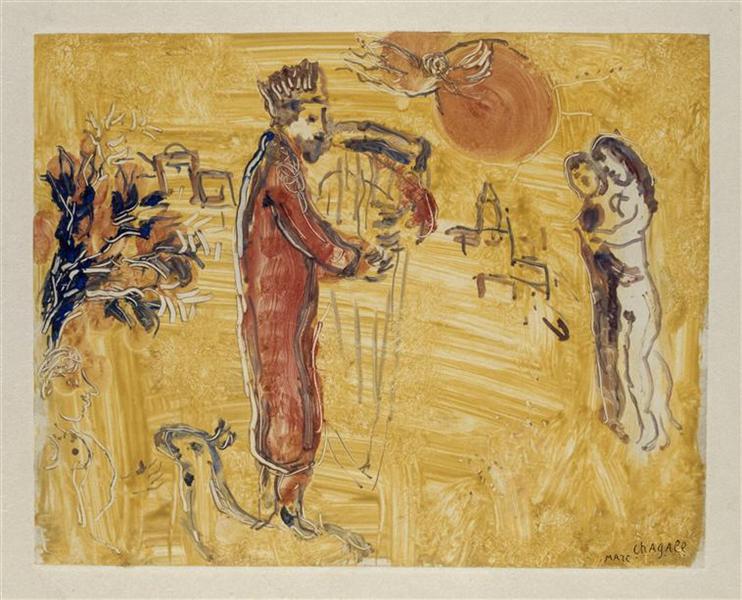 King Solomon with harp, 1965 - Marc Chagall