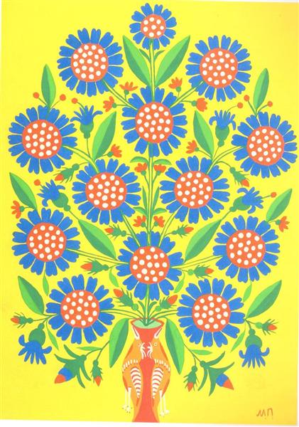 Blue-Eyed Flowers, 1983 - Maria Primatchenko