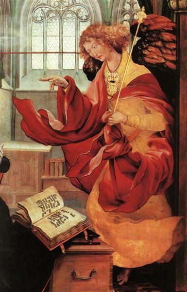 Archangel Gabriel (detail from the Annunciation from the Isenheim Altarpiece), c.1512 - c.1516 - Matthias Grünewald