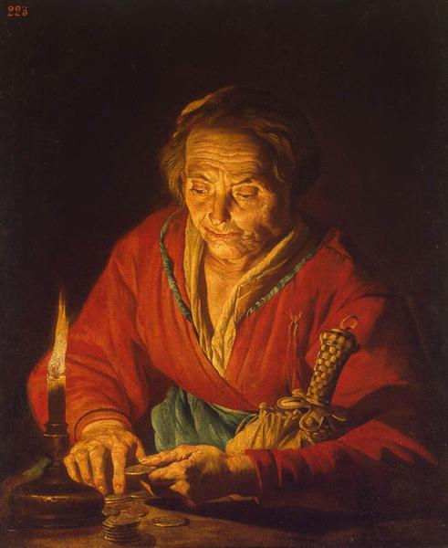 Old Woman with a Candle, c.1640 - c.1649 - Матіас Стом