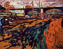 Barges in Chatou - Maurice de Vlaminck
