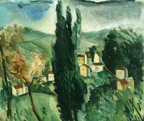 Landscape with Three Cypresses - Maurice de Vlaminck