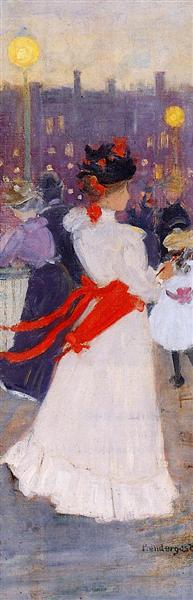 Lady with a Red Sash, c.1895 - c.1897 - Моріс Прендергаст