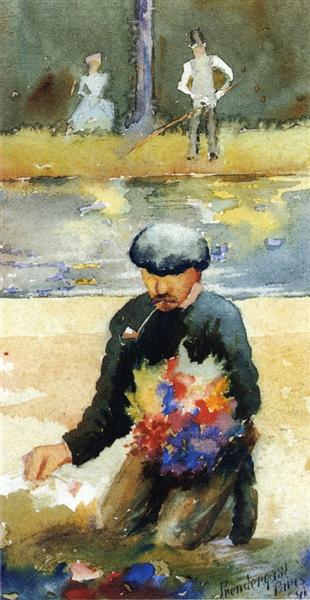 Picking Flowers, 1891 - Морис Прендергаст