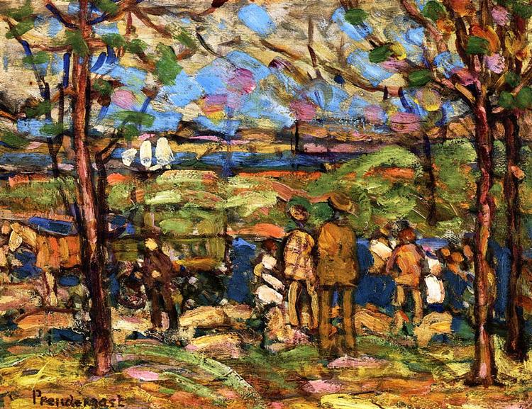 Squanton (also known as Men in Park with a Wagon, Squanton), c.1907 - c.1910 - Maurice Prendergast