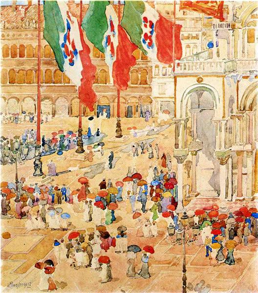 The Piazza of St. Marks, Venice, c.1898 - c.1899 - Maurice Prendergast