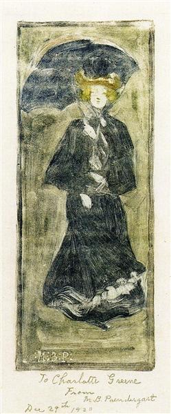 Woman with a Parasol, c.1900 - c.1902 - Морис Прендергаст