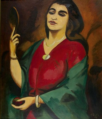Charlotte Pechstein with Mirror, 1917 - Макс Пехштейн