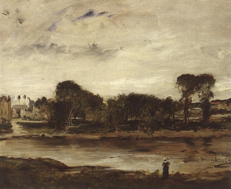 Landscape with River, 1880 - Михай Мункачи