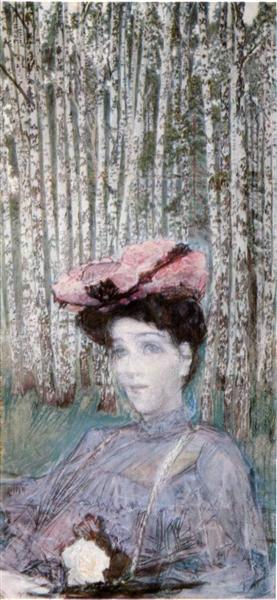Portrait of N. Zabela-Vrubel on the Edge of a Birch Grove, 1904 - Михаил Врубель