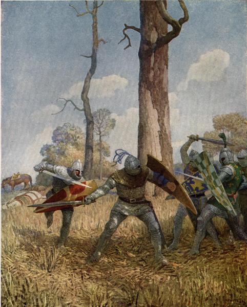 They fought with him on foot more than three hours, both before him - N.C. Wyeth